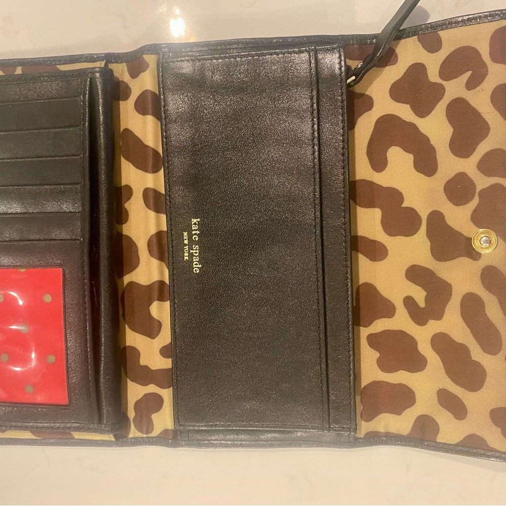 kate spade Beige and Brown Leopard Print Continental Wallet - Picture 6 of 7